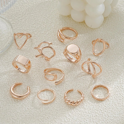 FAXHION 12PCS Gold Stackable Rings Set for Women