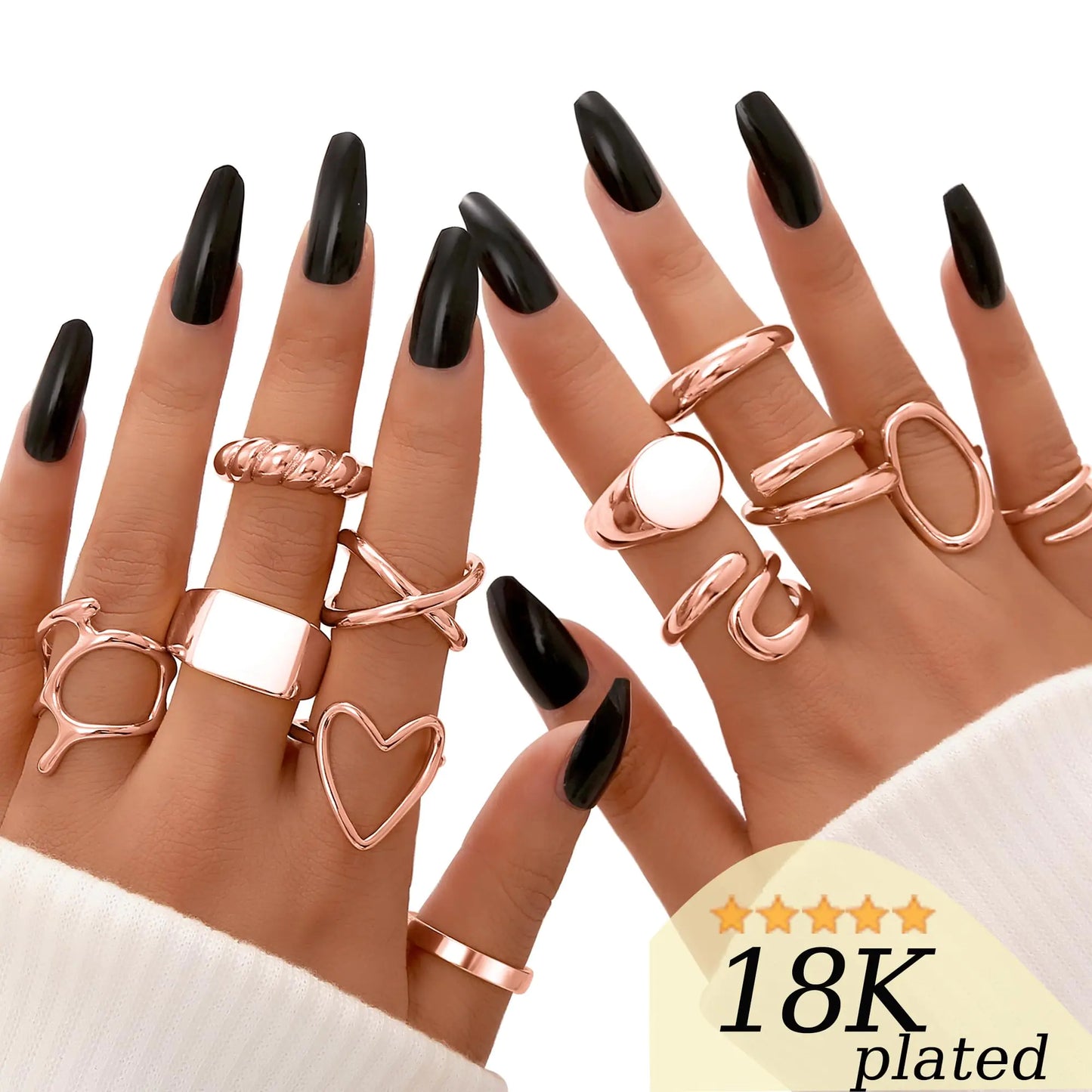 FAXHION 12PCS Gold Stackable Rings Set for Women