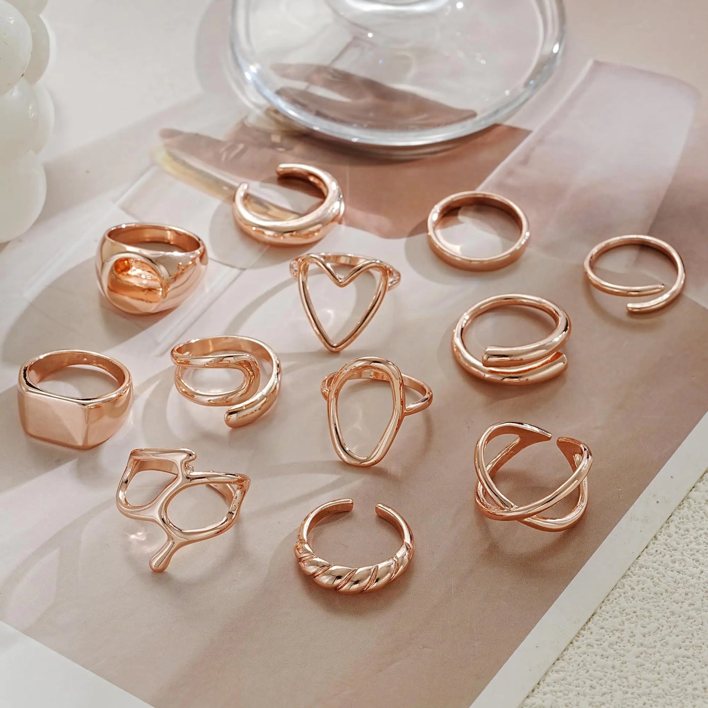 FAXHION 12PCS Gold Stackable Rings Set for Women