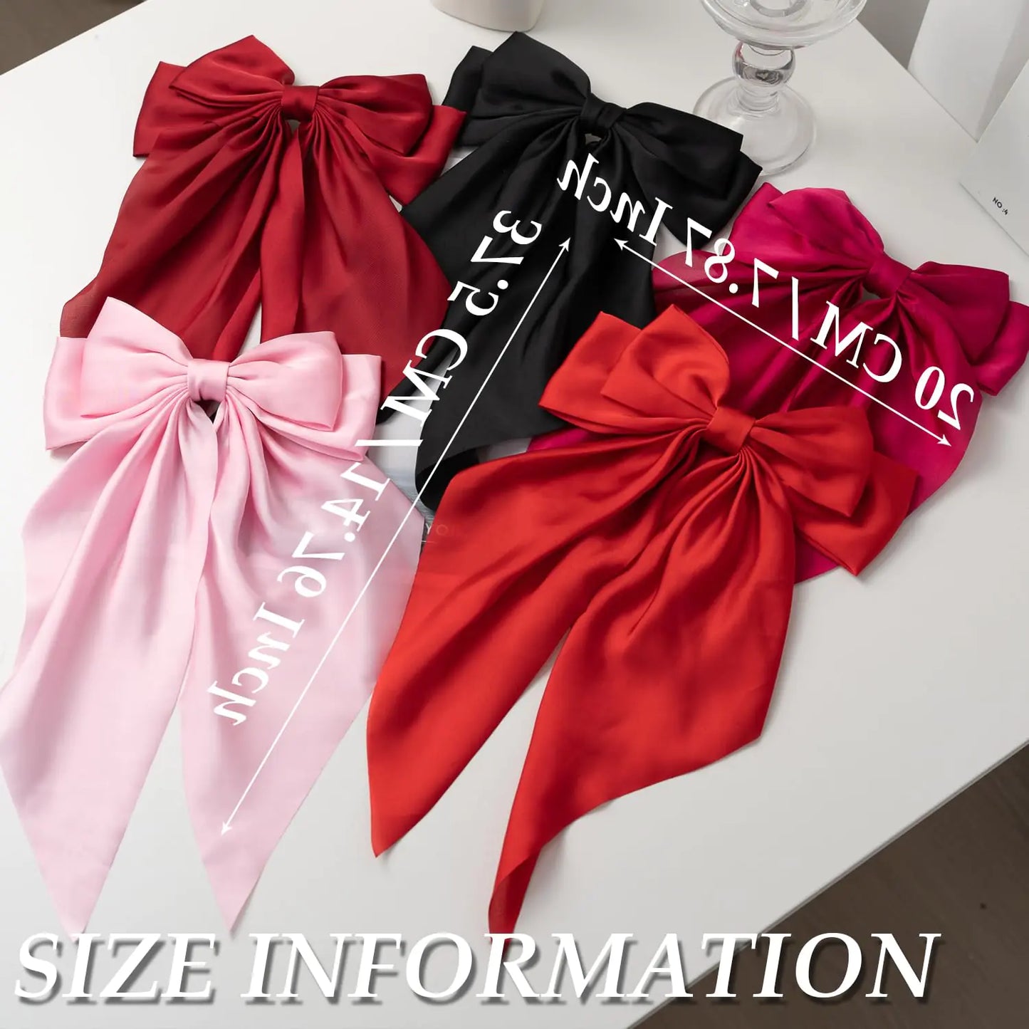 Satin Big Bows and Clips Set for Thick & Thin Hair